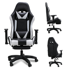 SWANEW Bürostuhl Gaming Stuhl, Ergonomischer Computerstuhl, Gaming Chair mit Fußstütze, Lendenkissen und Kopfkissen, 150 kg Belastbarkeit