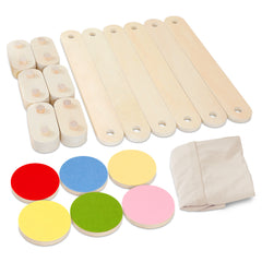 SWANEW Schwebebalken aus Holz, Balancierbalken mit 6 Balanciersteine, fĂŒr Indoor und Outdoor, Spielzeug fĂŒr Balance-Koordination, Mit Aufbewahrungstasche, geeignet fĂŒr Kinder im Alter von 3-7 Jahren