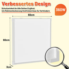 SWANEW Infrarotheizung Deckenheizung, Weiß Kohlenstoffkristall, 360/770W