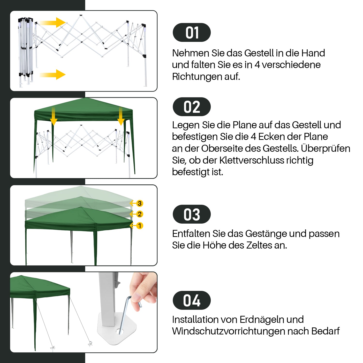 Faltpavillon 3×3 m mit Zentralverriegelung