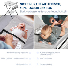 SWANEW Baby Wickeltisch Klappbar, Wickelkombination, mit 4 Rollen