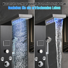 SWANEW 6-in-1 LED Duschpaneel mit Armatur, Edelstahl 304 DuschsÀule mit 5 Duschfunktionen, Wandmontage