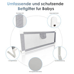 SWANEW Bettgitter Rausfallschutz – höhenverstellbares Bettschutzgitter für Kinderbett & Elternbett, 64–96 cm, in 150/180/200 cm