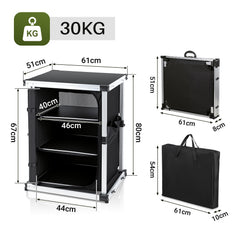 SWANEW Campingküche Campingschrank Klappbar, Mobiler Küchenschrank, mit 3 Fächern & Tasche