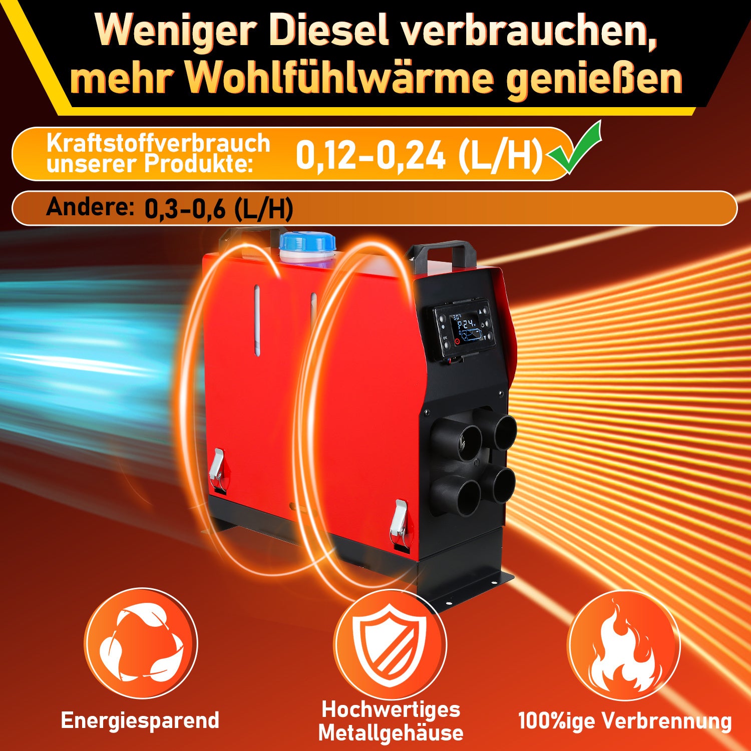 SWANEW Standheizung Diesel 8 kW – 12 V/24 V DC Luft-Dieselheizung für LKW, Auto, Camping, Wohnmobil & Boote