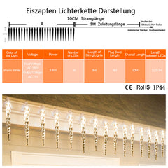 SWANEW Eiszapfen lichterkette, 40LEDs Eiszapfen, Weihnachtsbeleuchtung Innen & Außen Deko