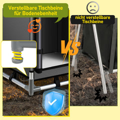 SWANEW Faltbare Campingküche mit Aluminiumrahmen – tragbarer Campingschrank / Outdoorküche mit 5 Fächern und 3 Außentaschen für Camping, Vanlife & Garten
