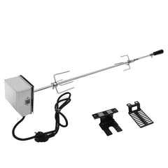 SWANEW Grillspieß Elektrischer, 107cm universal Edelstahl Drehspieß mit 2X Fleischnadeln, Drehspieß für Gasgrill, Traglast 10 kg, 220-240V