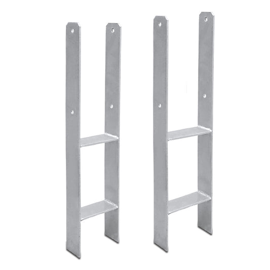 SWANEW H-Pfostenanker aus Stahl – H-Anker / Pfostenträger zum Einbetonieren für Zaun, Gewächshaus, Carport & Holzbau, 81–141 mm