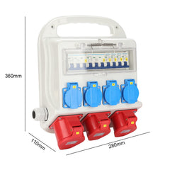 SWANEW Wandverteiler mit FI-Schutzschalter, Stromverteiler Baustromverteiler 2 x CEE 400V/16A+4 x 230V Schuko 5 Polig, IP44, mit Leitung Für Baustelle