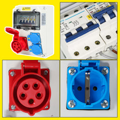SWANEW Stromverteiler 16 A – Baustromverteiler mit LS – 2×16A 230V + 1×CEE 16A 400V – 5-polig IP44 Wandverteiler