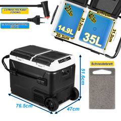 SWANEW Kompressor Kühlbox elektrisch, Doppeltür Doppelzone Auto Kühlschrank, mit Bluetooth-Steuerung