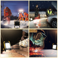 SWANEW LED Baustrahler 50W-200W, Arbeitsleuchte IP66 Wasserdicht, LED-Strahler mit 3M Kabel, und Faltbarer Ständer, 6000K Kaltweiß Fluter für Werkstatt (mit Stecker)