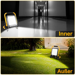 SWANEW LED Baustrahler 50W-200W, Arbeitsleuchte IP66 Wasserdicht, LED-Strahler mit 3M Kabel, und Faltbarer Ständer, 6000K Kaltweiß Fluter für Werkstatt (mit Stecker)