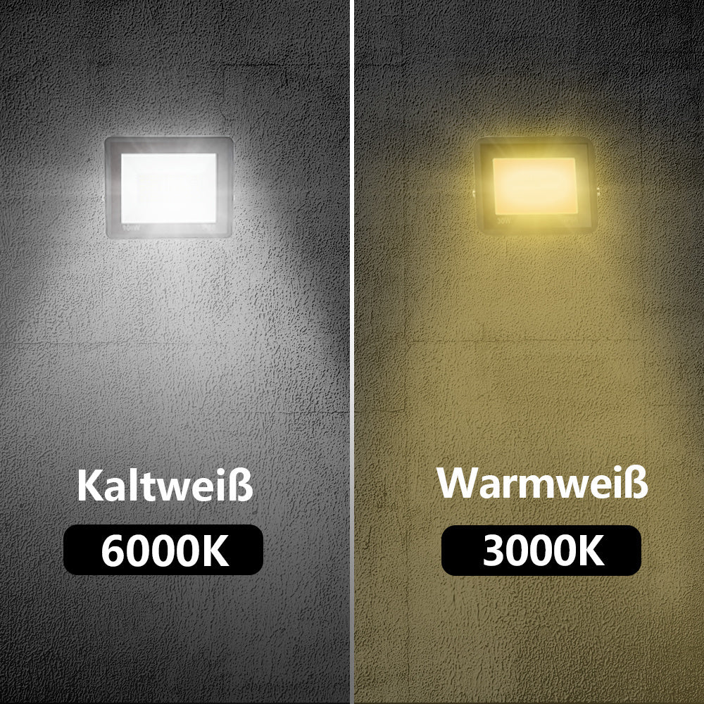 SWANEW LED Strahler Außen, LED Fluter 10W-100W, LED Scheinwerfer Kaltweiß/Warmweiß, Aussenstrahler IP66 Wasserdicht (Kein Stecker)