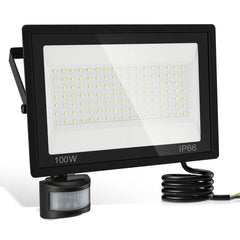 SWANEW 10-100W LED Strahler mit Bewegungsmelder, LED Fluter Kaltweiß Wandstrahler Außen IP66, Scheinwerfer, Gartenlampe, Baustrahler (kein Stecker)