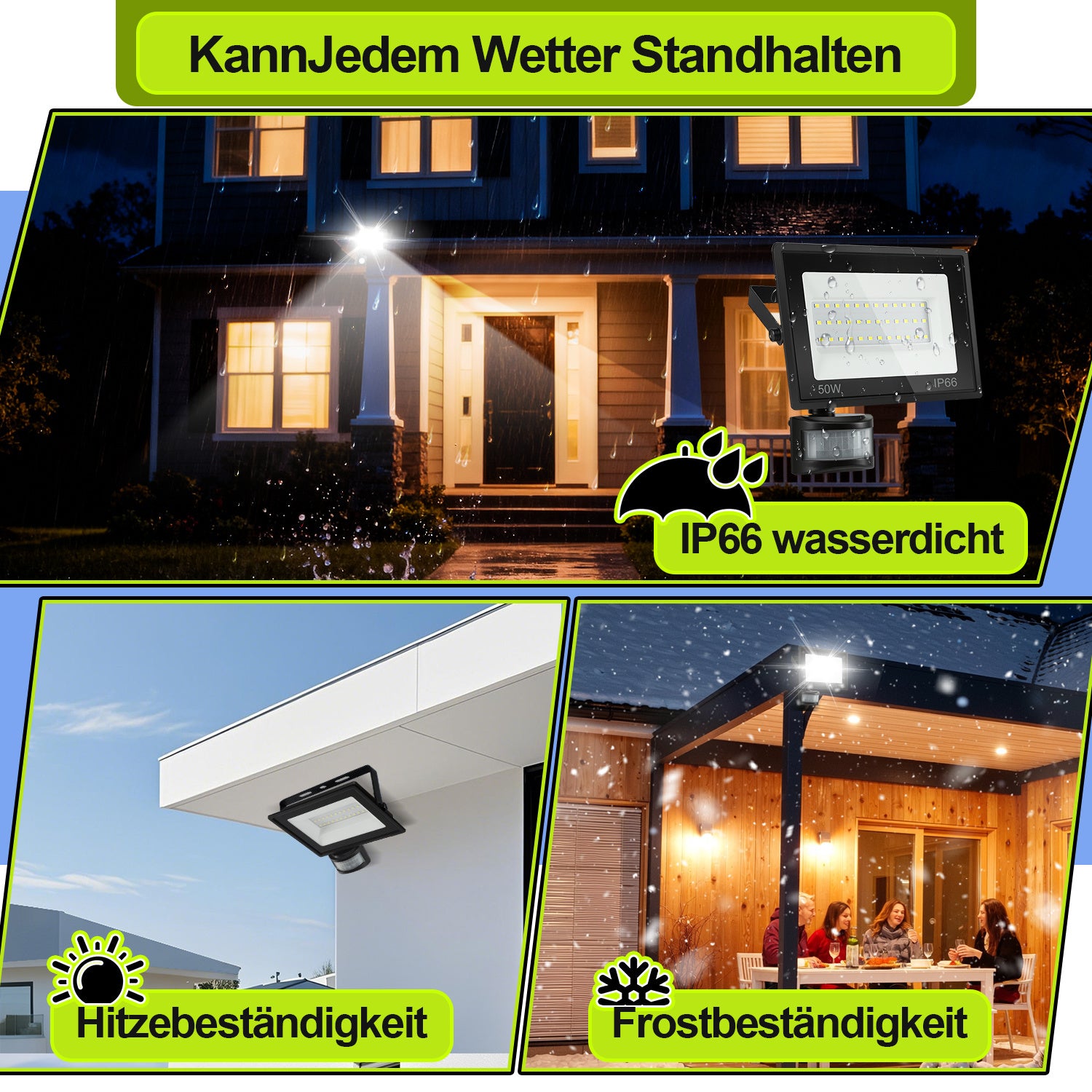 SWANEW 10-100W LED Strahler mit Bewegungsmelder, LED Fluter Kaltweiß Wandstrahler Außen IP66, Scheinwerfer, Gartenlampe, Baustrahler (kein Stecker)