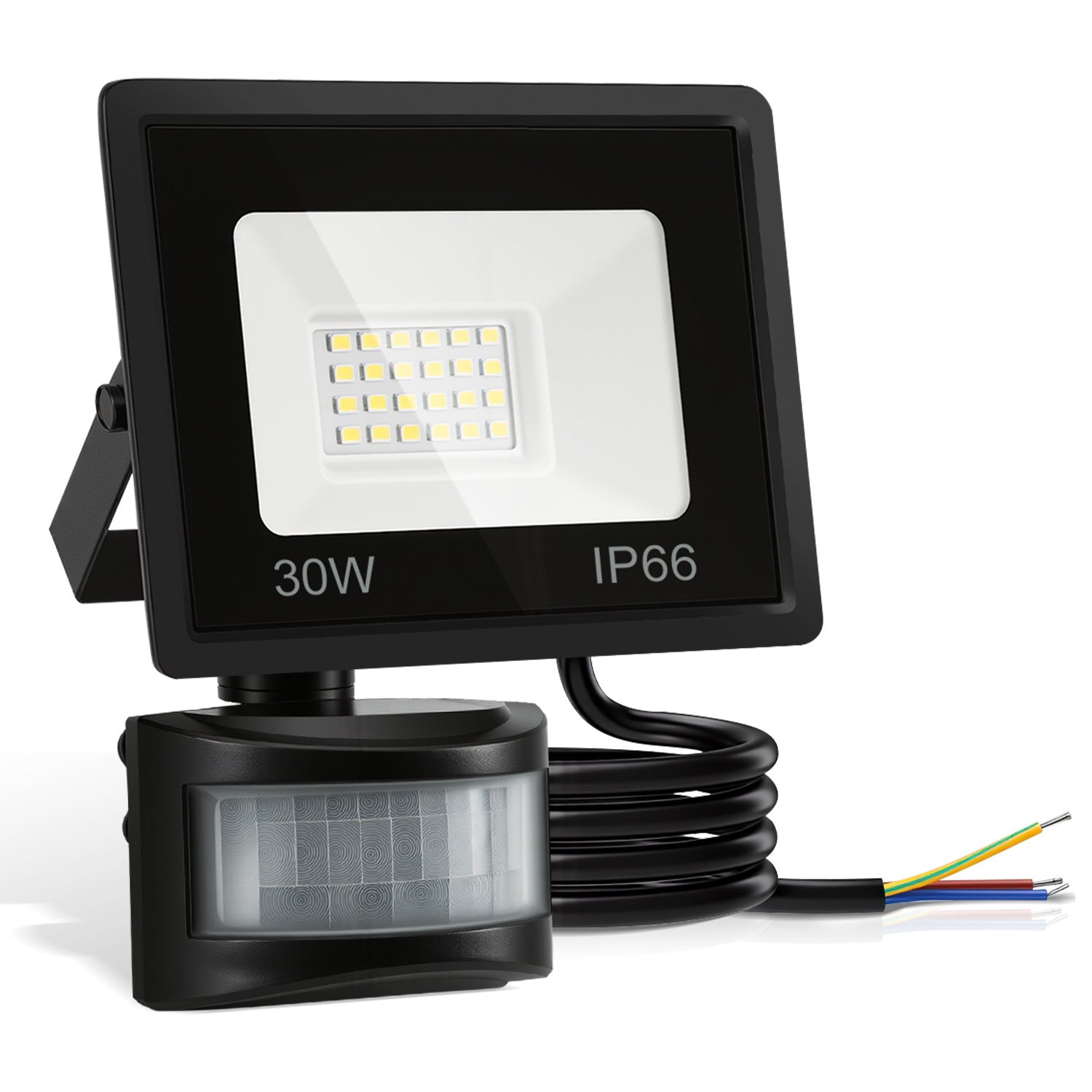 SWANEW 10-100W LED Strahler mit Bewegungsmelder, LED Fluter Kaltweiß Wandstrahler Außen IP66, Scheinwerfer, Gartenlampe, Baustrahler (kein Stecker)