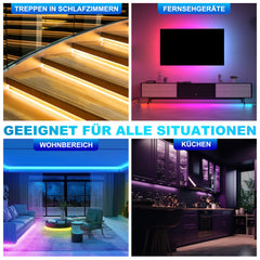 SWANEW Led Streifen RGB SMD 5050, LED Strip Selbstklebend, mit 24-Tasten-Fernbedienung, Dimmbar LED lichtband Leiste, für Zuhause, Partei