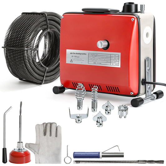 SWANEW Rohrreinigungsmaschine 500W, Elektrische Abflussreiniger mit 6 Köpfen, Rohrreinigungsgerät, Elektrische Köpfe Für 20–120 mm Rohre