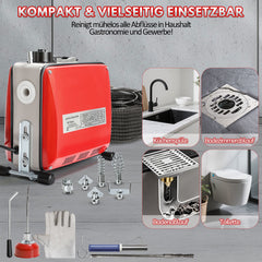 SWANEW Rohrreinigungsmaschine 500W, Elektrische Abflussreiniger mit 6 Köpfen, Rohrreinigungsgerät, Elektrische Köpfe Für 20–120 mm Rohre