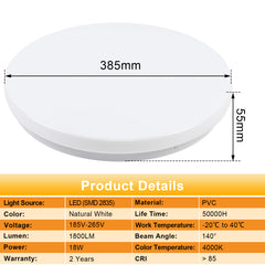 SWANEW 18W LED Deckenleuchte mit Bewegungsmelder, Fernbedienung Neutral weiß