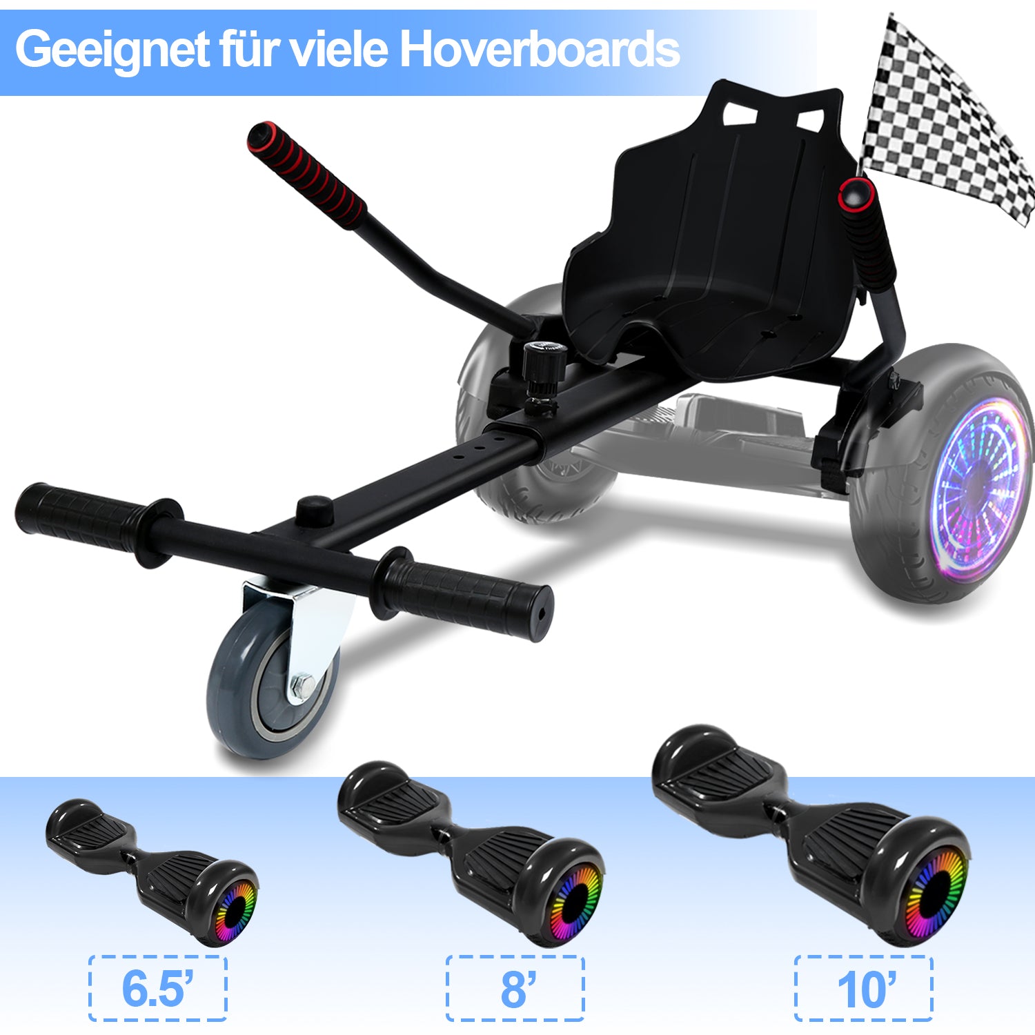 SWANEW Hoverboard Sitz, Kart Hoverboard mit Sitz verstellbarer für 6.5-10 Zoll, Sitzscooter Kartsitz, für Erwachsene und Kinder