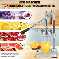 SWANEW Saftpresse Manuell, Zitronenpresse, Zitruspresse Edelstahl, Orangenpresse Flüsterleise, für alle Saftfrüchte Geeignet