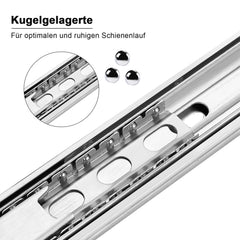 SWANEW Schubladenschienen 250 - 550 mm, Schubladen Schienensystem mit Selbsteinzug, Teleskopschiene vollauszug Schubladenauszüg, Kugelführung, Tragkraft 35 Kg