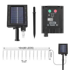 SWANEW Solar Eiszapfen Lichterkette, Eisregen Licht,IP44 Außen Fensterbeleuchtung, Weihnachtsdeko