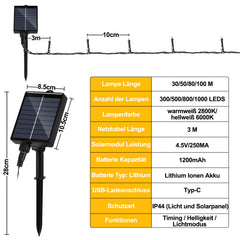 SWANEW Solar Lichterkette Außen, LED Solarlampe, USB & Solar Ladefunktion, Weihnachtsdeko