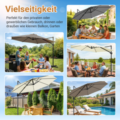 SWANEW Sonnenschirm Ø 300 cm, Ampelschirm Rund, Marktschirm Groß 360° Rotation, für Gärten, Terrassen