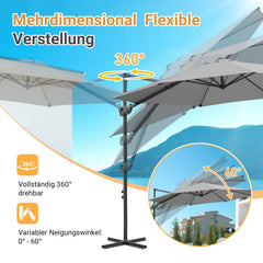 SWANEW Sonnenschirm Ø 300 cm, Ampelschirm Rund, Marktschirm Groß 360° Rotation, für Gärten, Terrassen