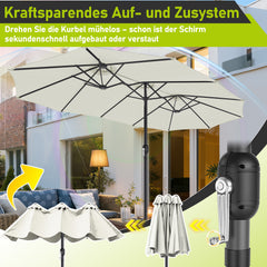 SWANEW Sonnenschirm, Doppelsonnenschirm Rechteckig mit Handkurbel, Terrassenschirm, ohne Ständer