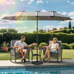 SWANEW Sonnenschirm, Doppelsonnenschirm Rechteckig mit Handkurbel, Terrassenschirm, ohne Ständer