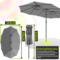 SWANEW Sonnenschirm, Doppelsonnenschirm Rechteckig mit Handkurbel, Terrassenschirm, ohne Ständer
