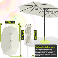 SWANEW Sonnenschirm, Doppelsonnenschirm Rechteckig mit Handkurbel, Terrassenschirm, ohne Ständer
