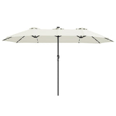 SWANEW Sonnenschirm mit Kurbel und LED Solar, Doppelsonnenschirm, ohne Ständer, UV-Schutz 50+