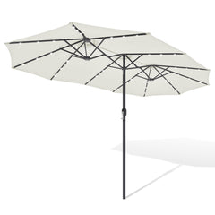 SWANEW Sonnenschirm mit Kurbel und LED Solar, Doppelsonnenschirm, ohne Ständer, UV-Schutz 50+