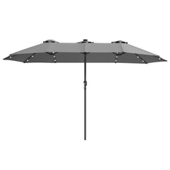 SWANEW Sonnenschirm mit Kurbel und LED Solar, Doppelsonnenschirm, ohne Ständer, UV-Schutz 50+