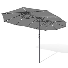 SWANEW Sonnenschirm mit Kurbel und LED Solar, Doppelsonnenschirm, ohne Ständer, UV-Schutz 50+