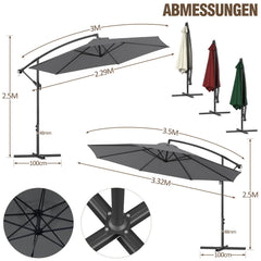 SWANEW Sonnenschirme 350/300cm, Alu Ampelschirm, Gartenschirm Sonnenschutz UV-Schutz