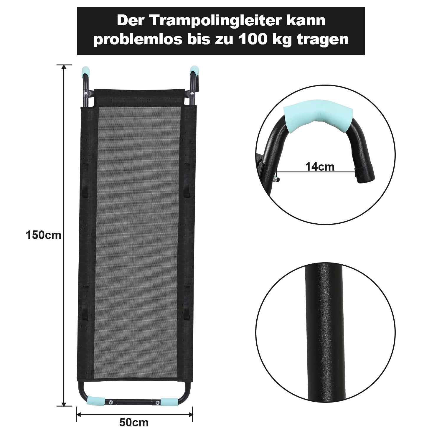 SWANEW 150 cm Trampolinenleiter, Tragkraft von 100 kg, universelles Trampolinen-Zubehör, für Garten-Trampolins