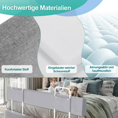 SWANEW Bettgitter Rausfallschutz 150/180/200cm , Verformbar Kinderbettgitter 5-Loch Höhenverstellbar, für Boxspringbetten und Kinderbett