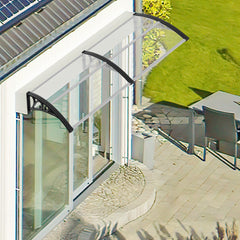 SWANEW Vordach für Haustür, 5 mm Überdachung, Transparentes Pultbogenvordach, Polycarbonat Pultvordach, Türdach für draußen