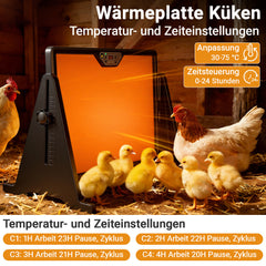 SWANEW Wärmeplatte Küken 300W, Doppelseitige Hühnerstall Heizung 30-75°C, Höhenverstellbar