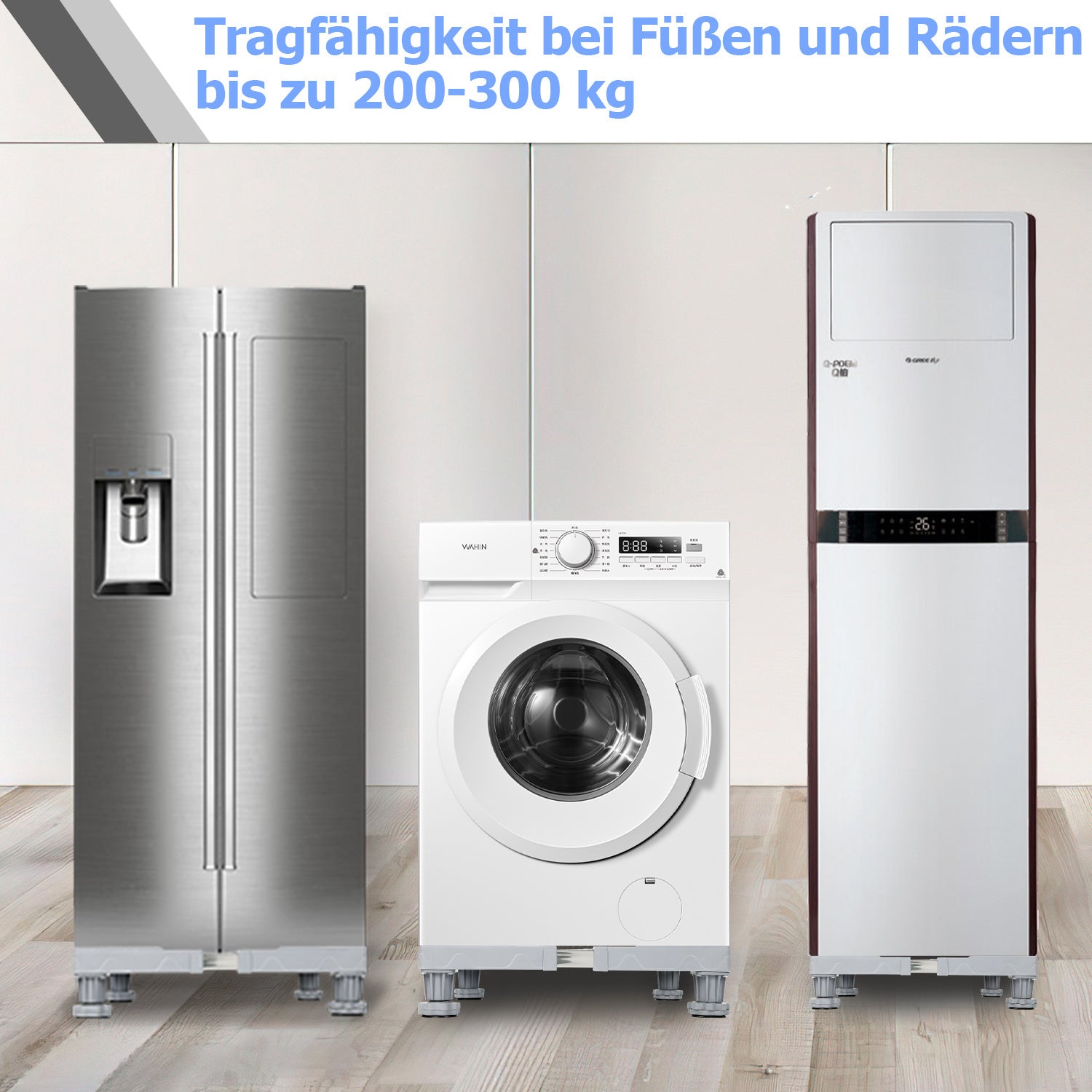 SWANEW Waschmaschinen Untergestell 41-65cm, 4 Füße Untergestell für Waschmaschine,Verstellbare Beweglich Waschmaschine Sockel
