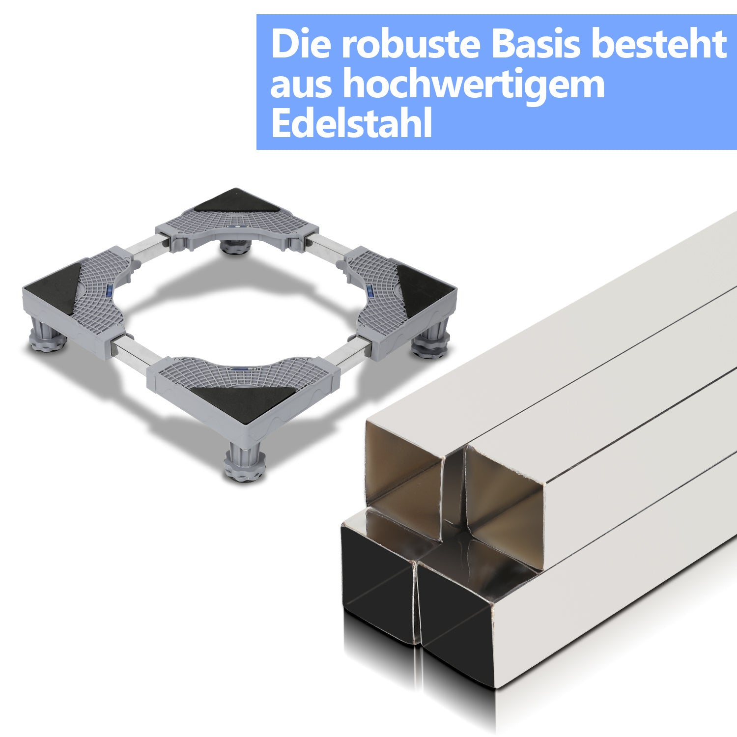 SWANEW Waschmaschinen Untergestell 41-65cm, 4 Füße Untergestell für Waschmaschine,Verstellbare Beweglich Waschmaschine Sockel