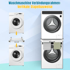 SWANEW Zwischenbaurahmen mit Ausziehplatte, Universell Verbindungsrahmen für Waschmaschine und Trockner, Stapelset mit Handtuchhalter