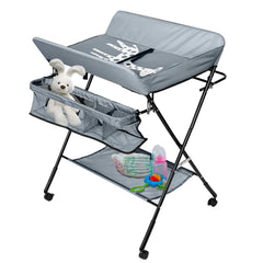 SWANEW Baby Wickeltisch Klappbar, Wickelkombination, mit 4 Rollen